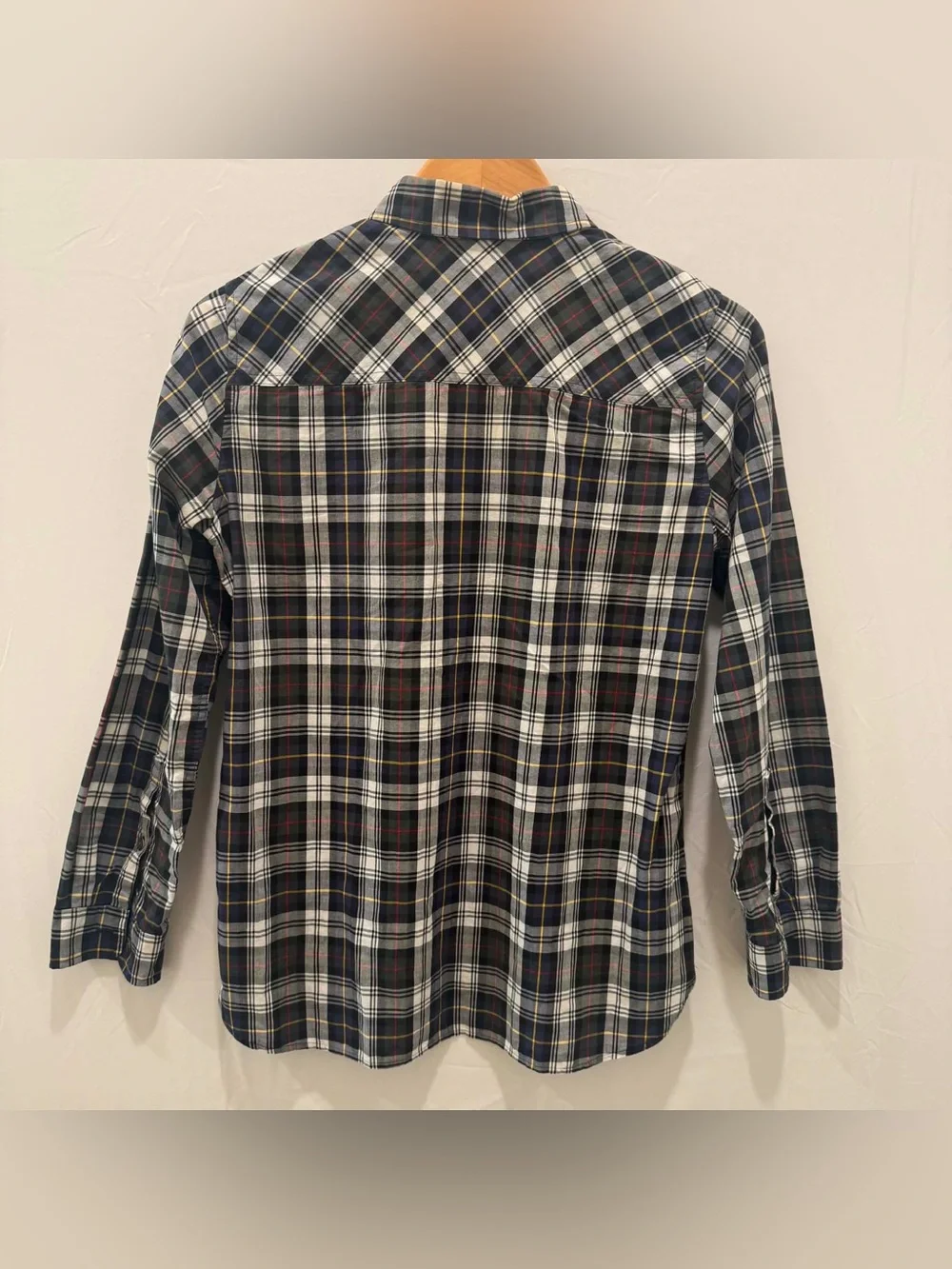 J. Crew Women Navy, White and Red Plaid Button-Down Shirt Cotton Size S